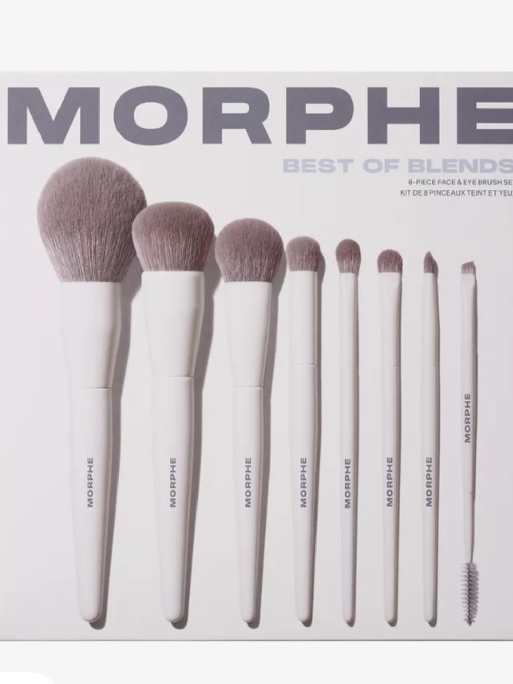 Morphe Eye & Brow Brush Set - White Handles with Taupe Bristles